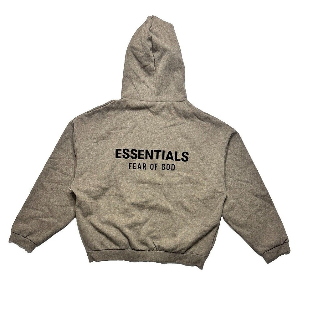 Fear of God Essentials fleece Hoodie Gray/Brown Size M 100% Authentic